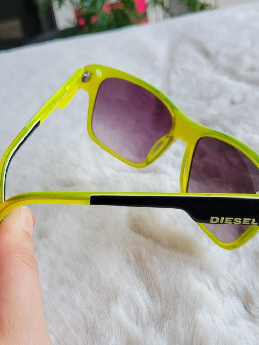 Diesel Neon Yellow Sunglasses with Gradient Lenses